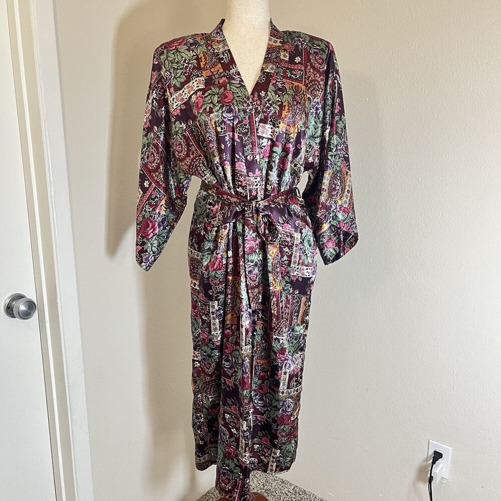 Expressions by California Dynasty Dressing Gown Kimono Sz M/L Multicoloured VTG